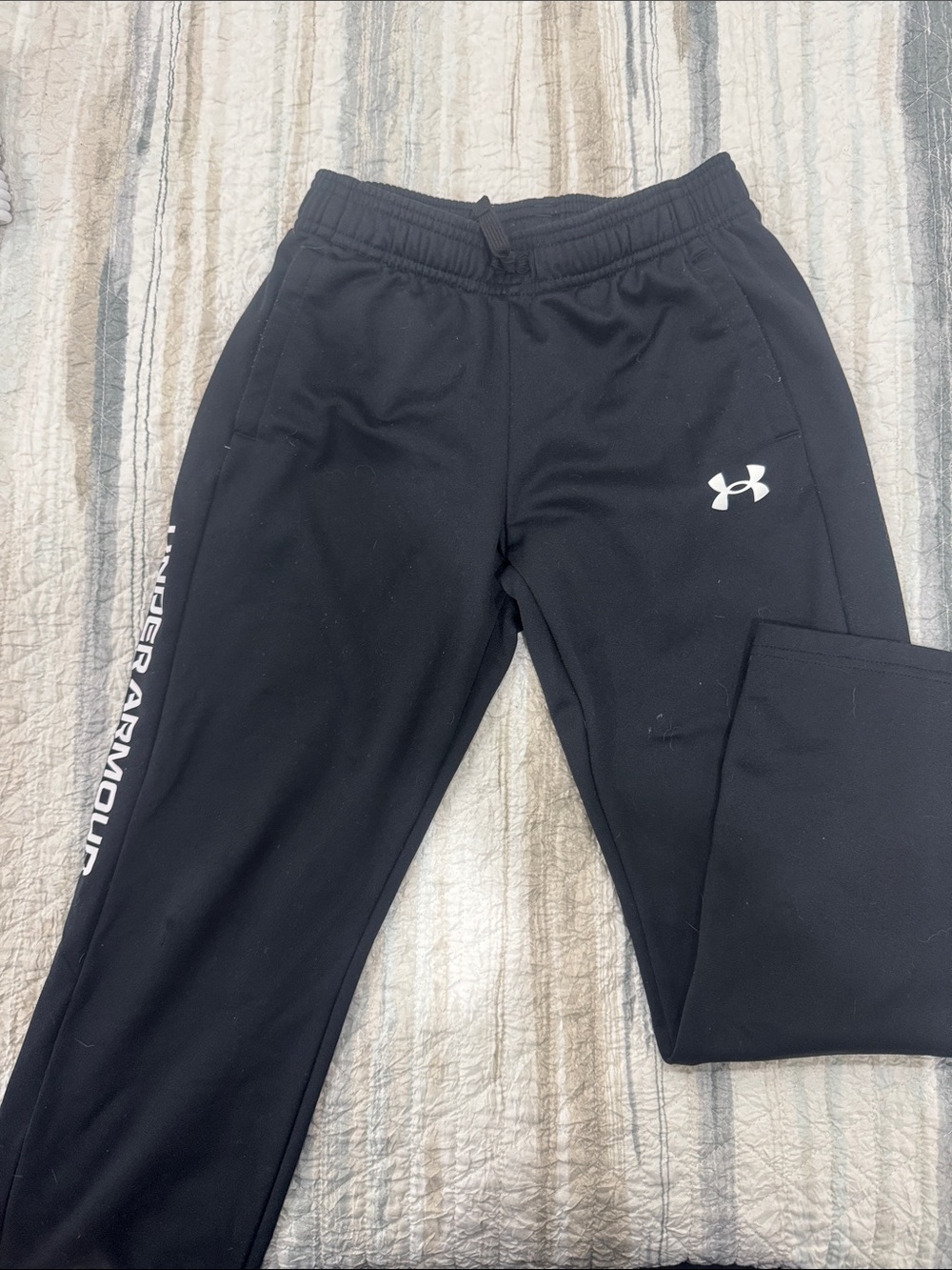 Under Armour Kids Black Joggers with White Logo